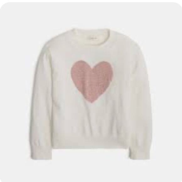 CREWCUTS White Sweater with Pink Shimmer Heart NEW Size 10 - Picture 1 of 8